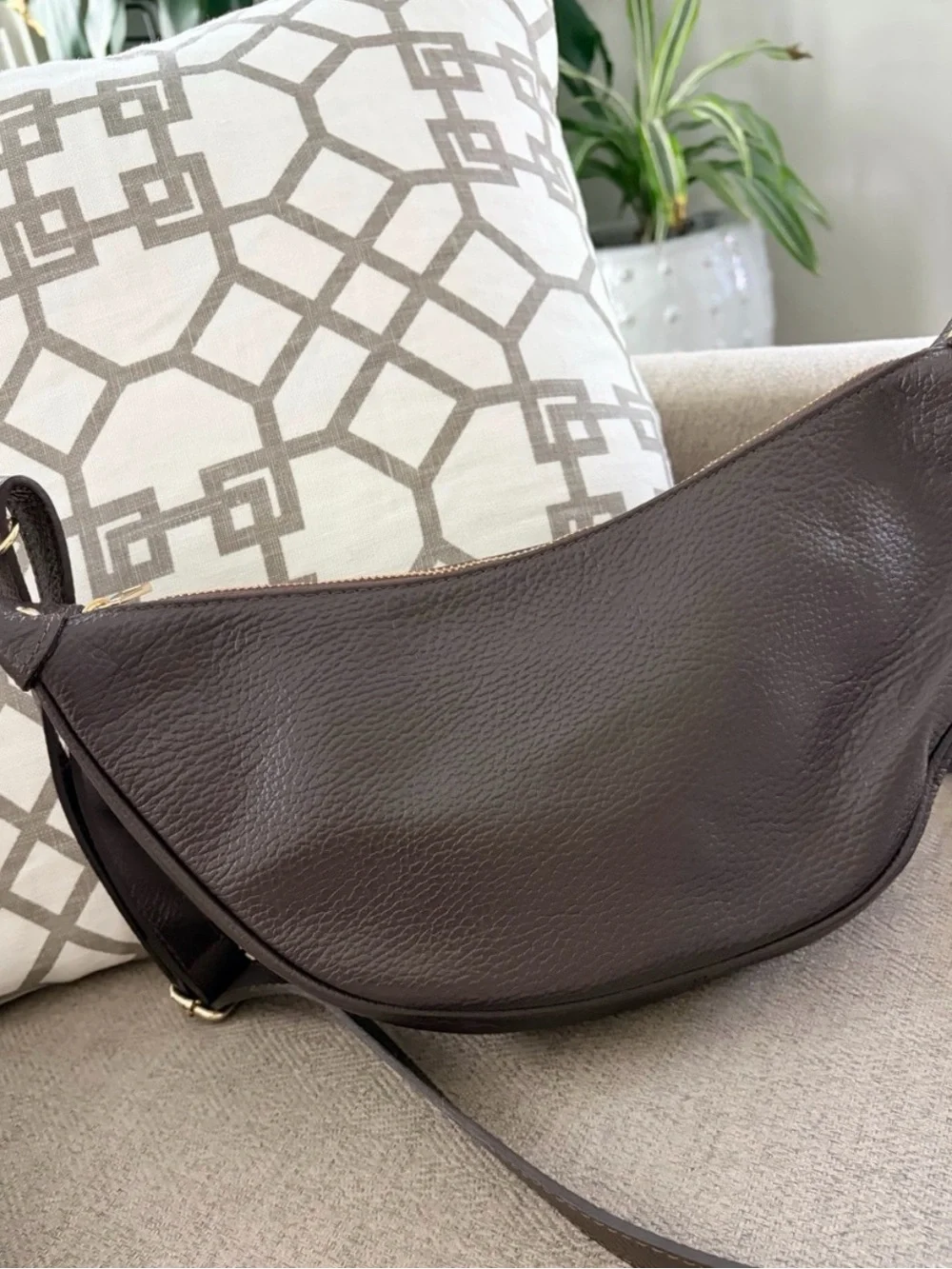 Brown Crescent Shoulder Bag - Brown